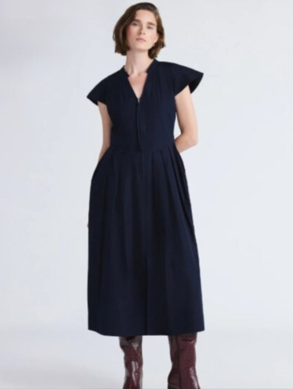 NEW! Free Assembly Zip-Front Cotton Maxi Dress Size XS